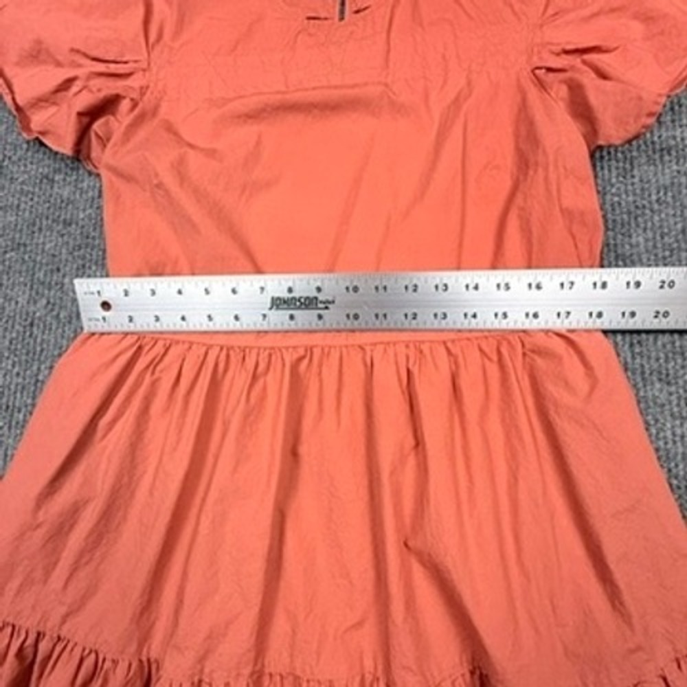 Who What Wear Womens XL Coral Orange Tiered Cotton Flutter Sleeve Midi Dress - Picture 7 of 15